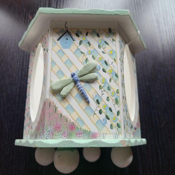 Decorative Hexagonal Jar Candle Holder with Dragonfly Design - Picture 10 of 12